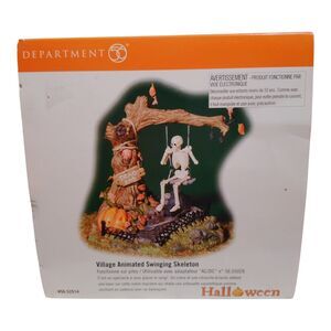 Vintage Department 56 Halloween Animated Village Swinging Skeleton Works